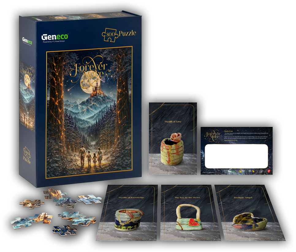 photo of puzzle box and postcards